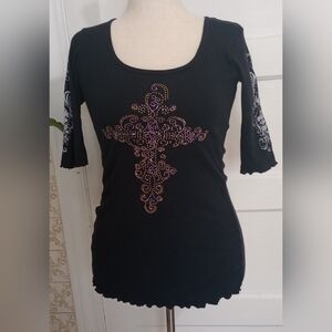 Chic Black Embellished Women's Blouse